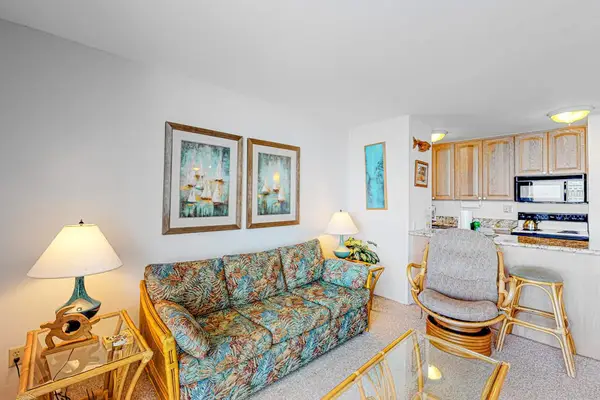 Open living room with lots of natural light and a sofa bed for extra company.