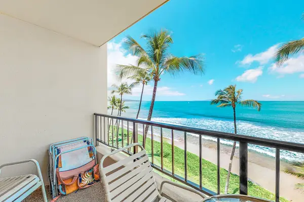 Relax on your private lanai and enjoy views of Maui's white sandy beaches, just steps from the ocean. The perfect spot for morning coffee, sunset drinks, or simply soaking in the island beauty.