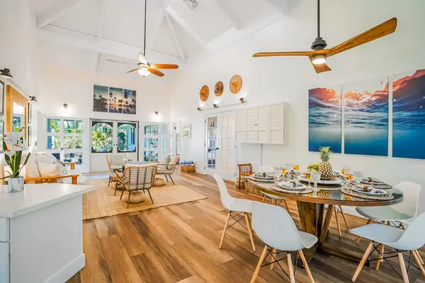 Dining room table with seating for four.