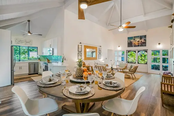 Dining room table with seating for four.
