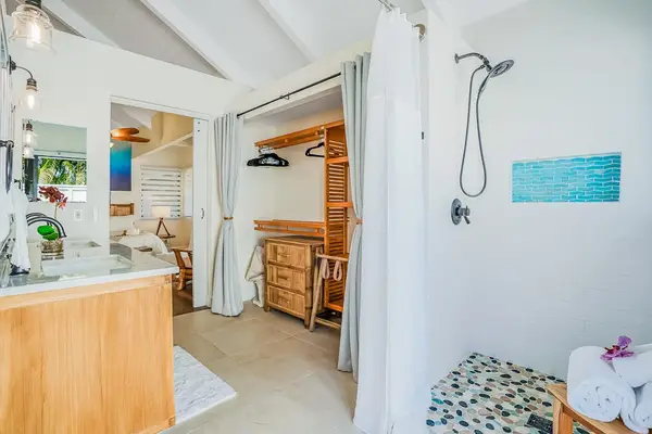 Master bathroom with large walk-in shower.