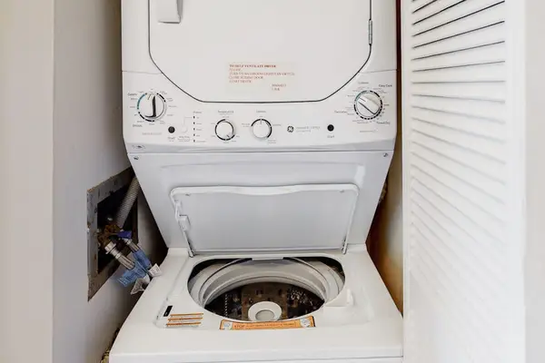 In-home stackable washer and dryer let you pack light and enjoy the convenience of doing laundry during your stay.