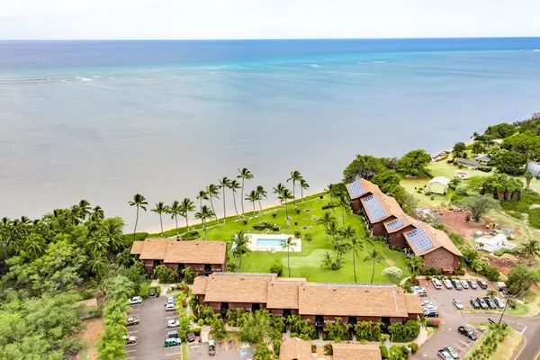 Blue resort swimming pool offers sunny island relaxation beside palms
