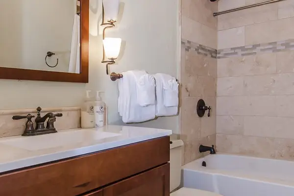 Master bathroom with tub/shower condo.