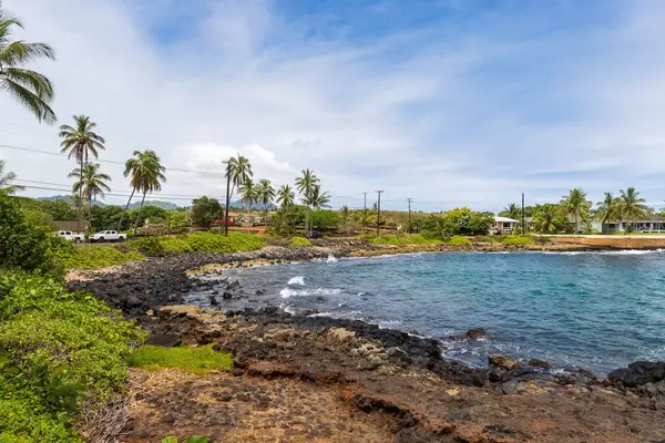 Enjoy stunning views of the Pacific Ocean framed by lush tropical plants, swaying palm trees and sparkling turquoise waters.