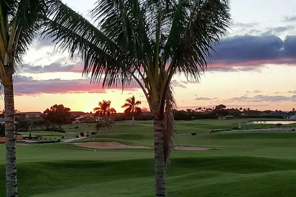 Golden Sunset Over Tropical Fairways