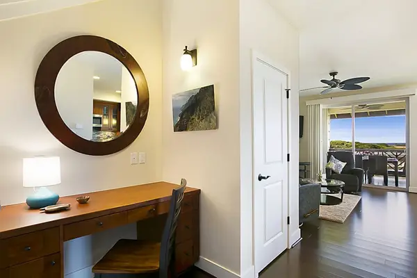 En-suite master bathroom with double sinks and a large walk-in shower.