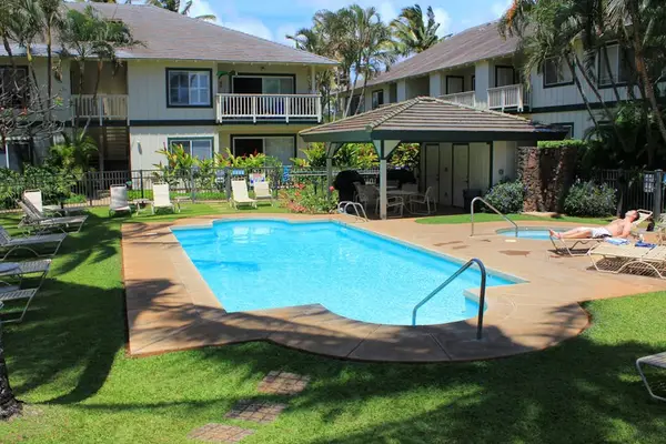 Community pool for relaxing throughout your stay