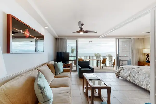 Relax in the airy open-concept living area