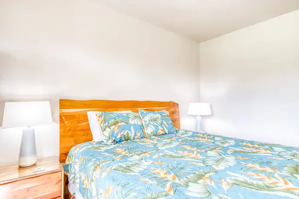 Comfortable bedroom with warm island-inspired touches
