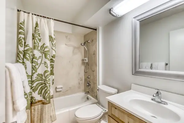 Enjoy the added comfort of a full bathroom featuring a relaxing tub.