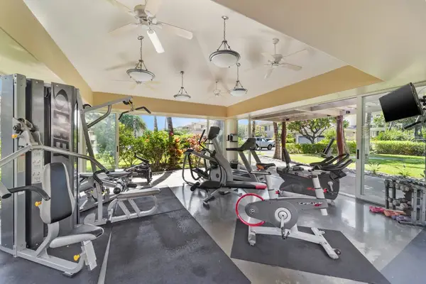 Open-air fitness center surrounded by nature