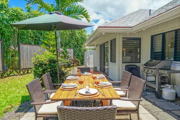 Brand new outdoor dining area waiting to accommodate your entertaining needs or to simply enjoy just preparing a family dinner in the garden.