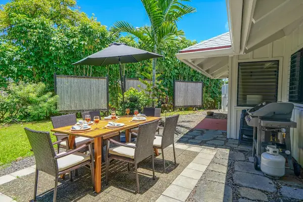 Brand new outdoor dining area waiting to accommodate your entertaining needs or to simply enjoy just preparing a family dinner in the garden.