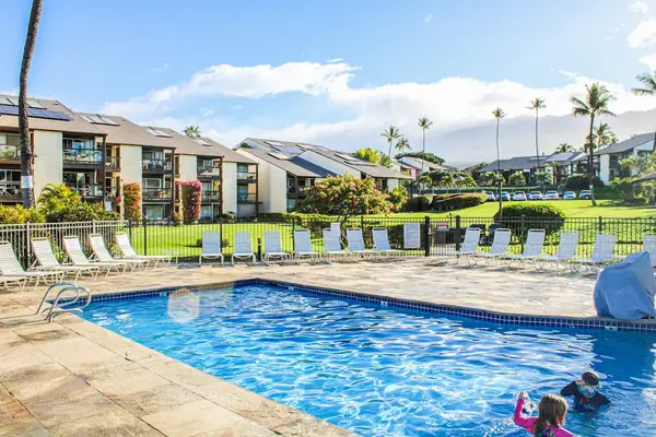 Resort pool with relaxing sun deck