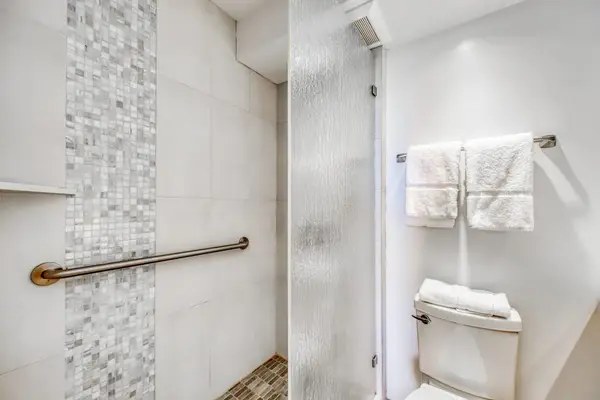 Walk-in shower with convenient seating