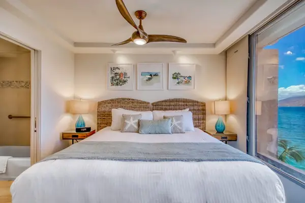 Bedroom with sweeping coastal views