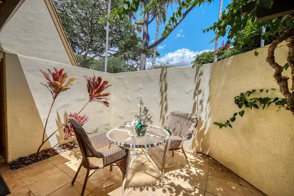Approachable exterior details frame inviting arrival beside palms and pathways