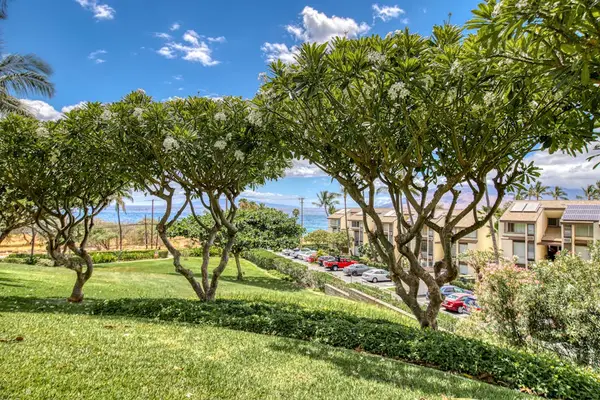 Tropical resort grounds feature manicured lawns flowering trees and scenery