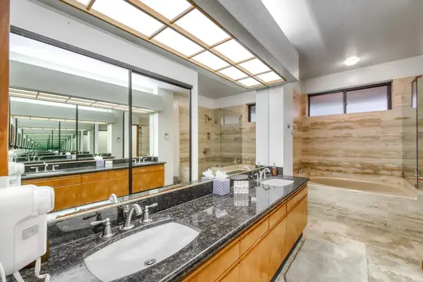 Elegant Double Vanity And Walk-In Shower