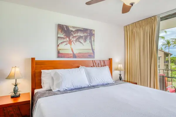 Wake up to tropical views from the comfortable king bedroom