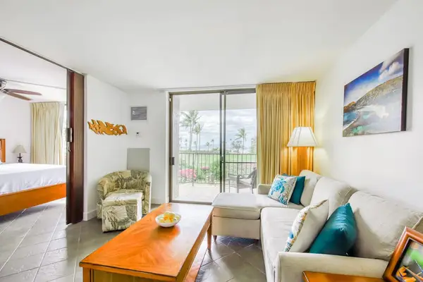 Bright open-concept living room with a private lanai