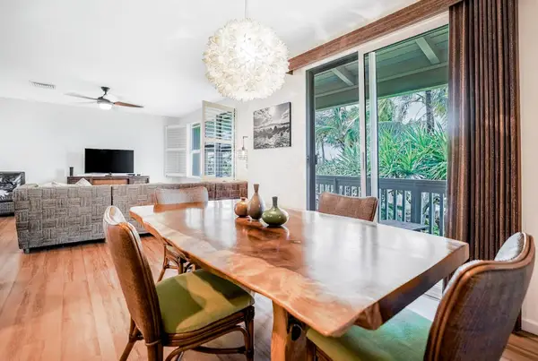 Dining room with seating for four with a great view of the lanai.