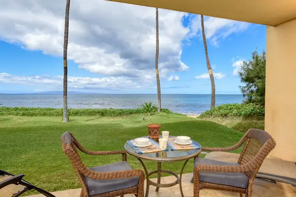 Private Oceanfront Patio For Morning Coffee