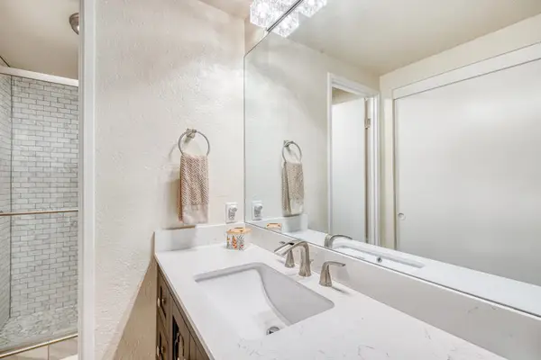 Modern loft bathroom with double vanity