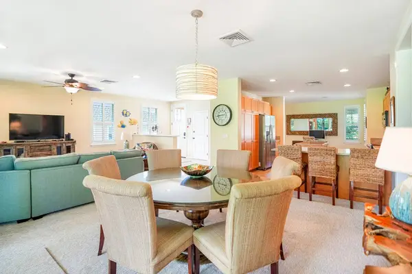Casual dining space with garden views