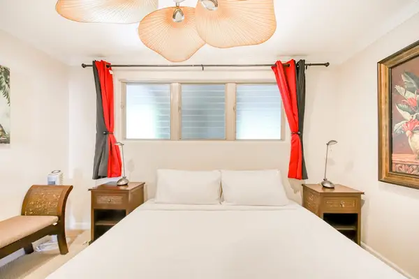 Well designed bedroom with ceiling fan provides a relaxing atmosphere for memorable island stays
Enjoy peaceful evenings in this comfortable bedroom complete with a refreshing ceiling fan