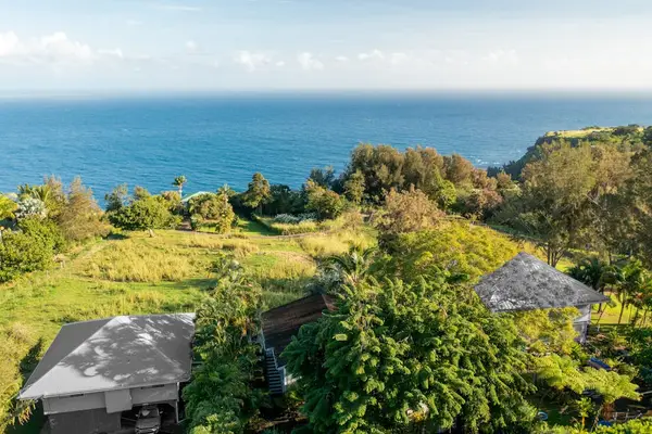 Panoramic Aerial View of Ocean Coastline & Rolling Hills