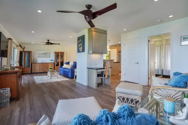Bright living room with plenty of seating for the group