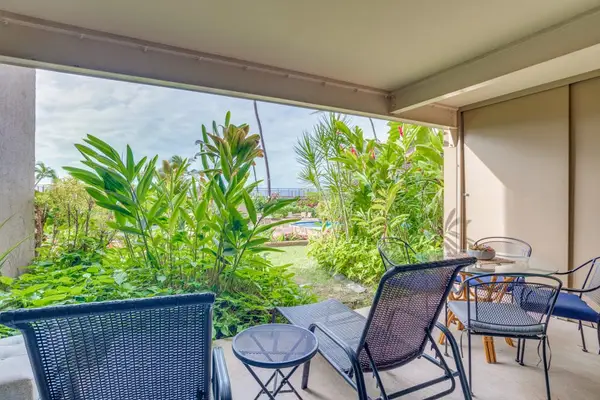 Covered Patio Surrounded By Tropical Greenery