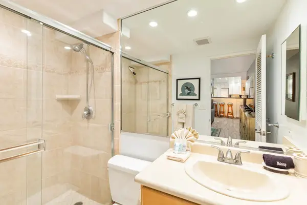Master bathroom with large walk-in shower.