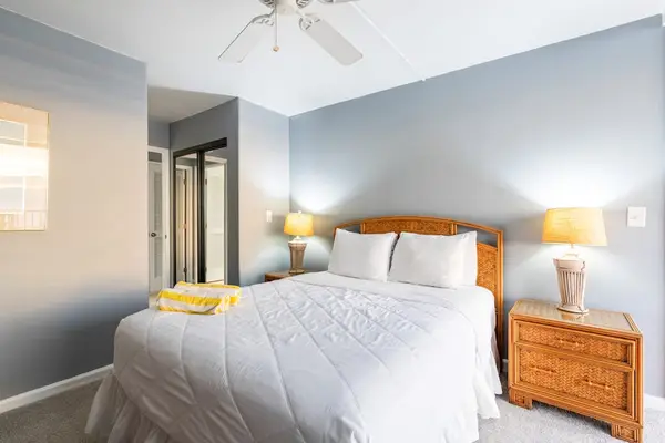 Master bedroom with queen bed and a private lanai.