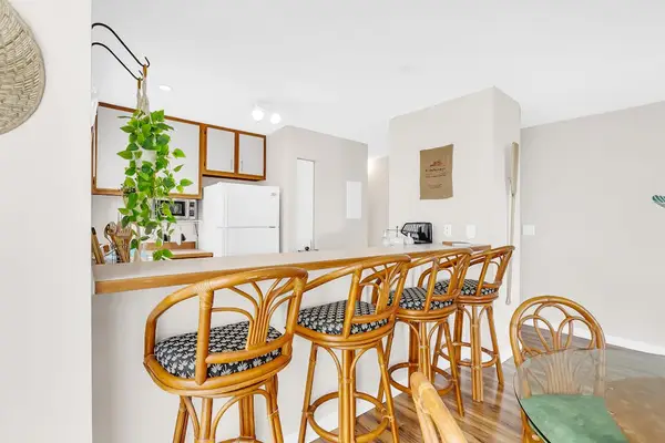 Kitchen Island Bar Seating for Four with Coastal Rattan Stools