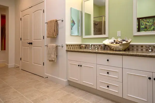 Spa-Like En-Suite Double Vanity with Ample Storage & Mirror Lighting