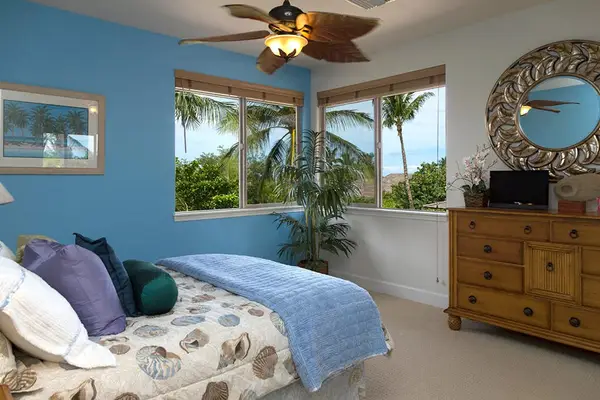 Coastal Guest Bedroom with Queen Bed & Picturesque Window Views