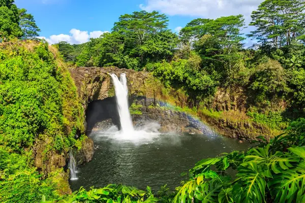 Views of scenic waterfalls