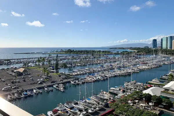 Enjoy calming marina scenery while relaxing comfortably on your balcony every day