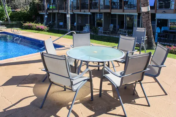 Poolside Dining Under Sunny Island Skies