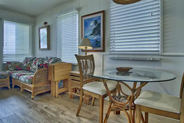 Cozy dining nook perfect for sharing meals and morning coffee.