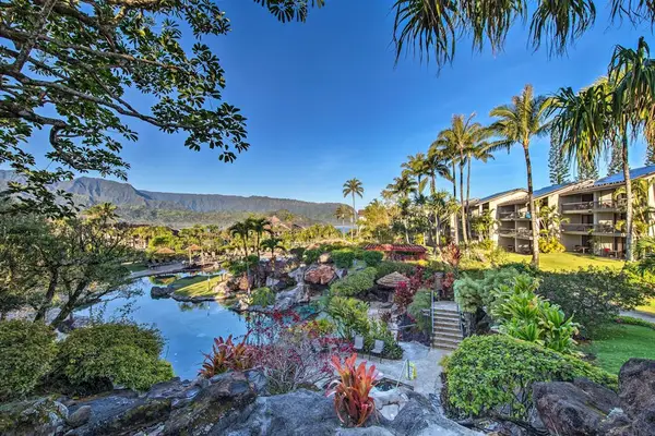 Beautiful resort gardens create a peaceful setting for relaxing outdoors