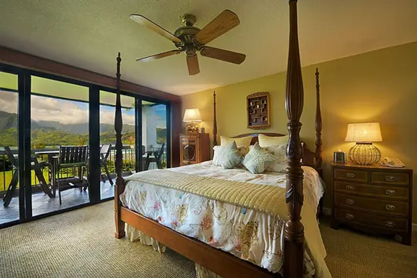 Wake up refreshed in this inviting bedroom with outdoor views