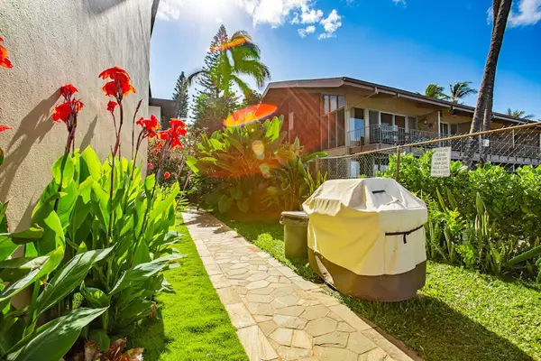 Stroll through lush tropical gardens along the beautifully landscaped walkway.