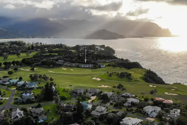 Breathtaking aerial landscape showing the dramatic cliffs and ocean views of Princeville