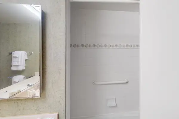Refresh comfortably in this clean shower after sunny island adventures