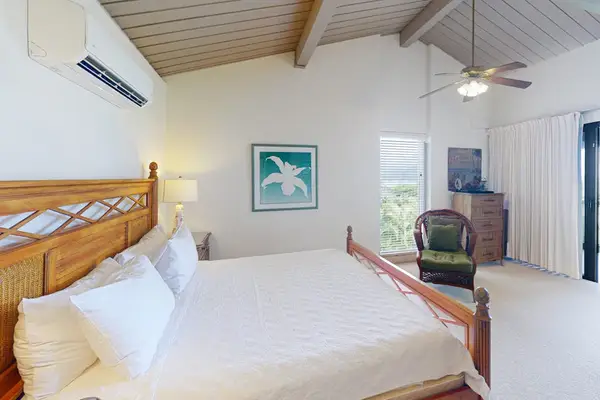 Peaceful bedroom offers a calming retreat for slow vacation mornings