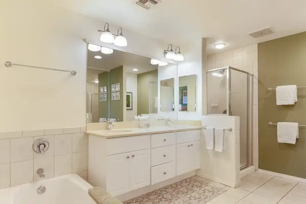 Spacious bathroom with a soaking tub